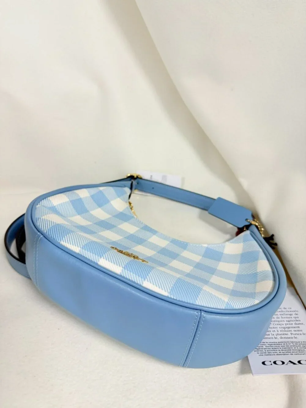 coach Emily Shoulder Bag With Gingham Print And Charm cen07